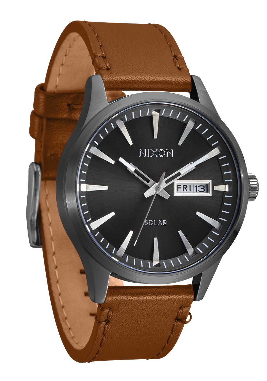 Nixon Sentry Solar Leather - Gunmetal A1347-131