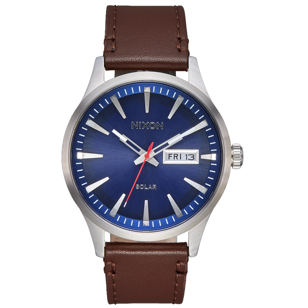 Nixon Sentry Solar Leather - Navy SUnray/Silver A1347-5091