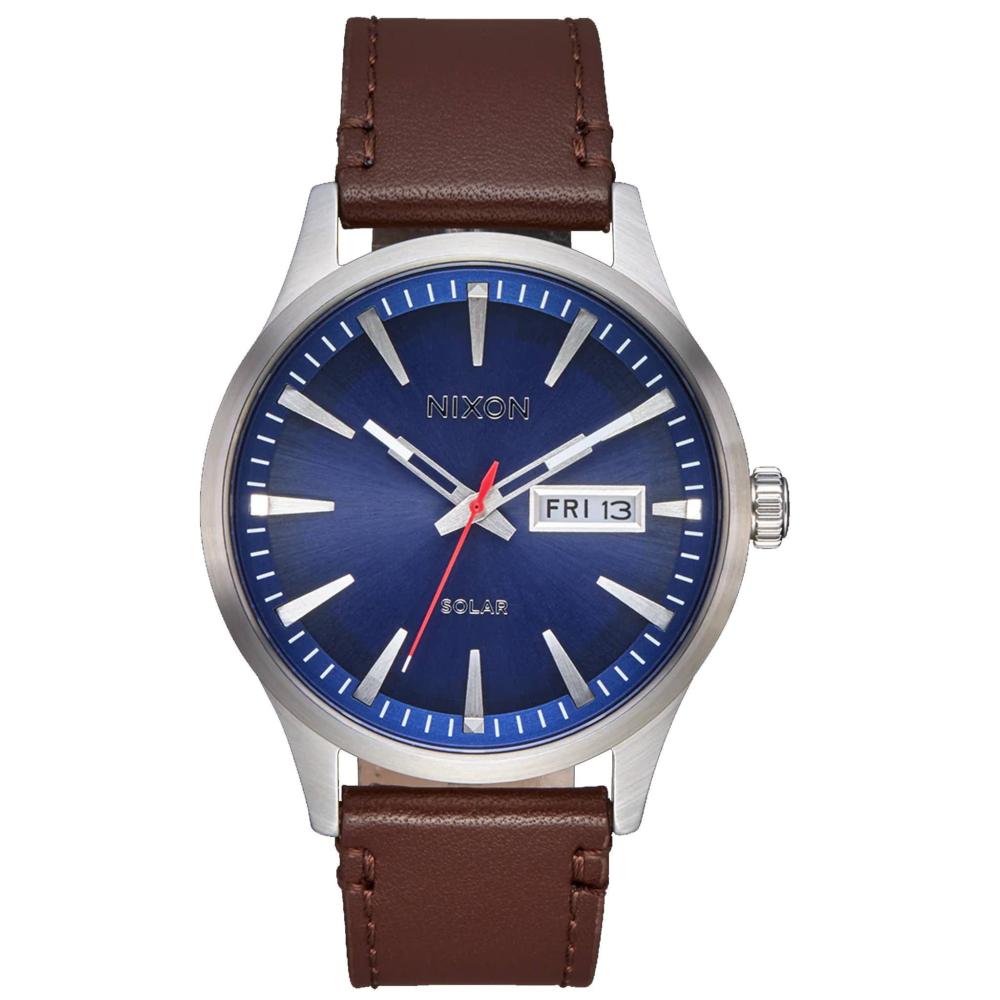 Nixon Sentry Solar Leather - Navy SUnray/Silver A1347-5091