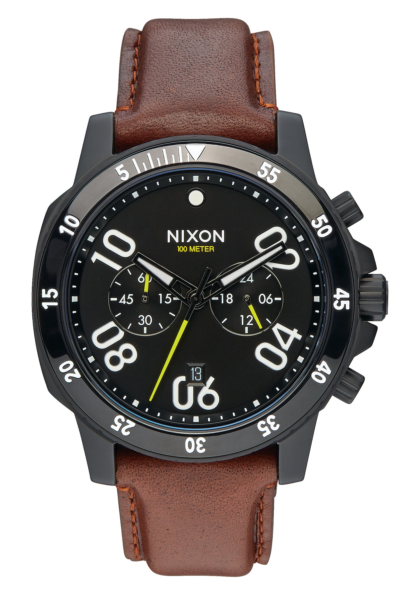 Nixon Watch - Ranger Leather Chrono: All Black Brown