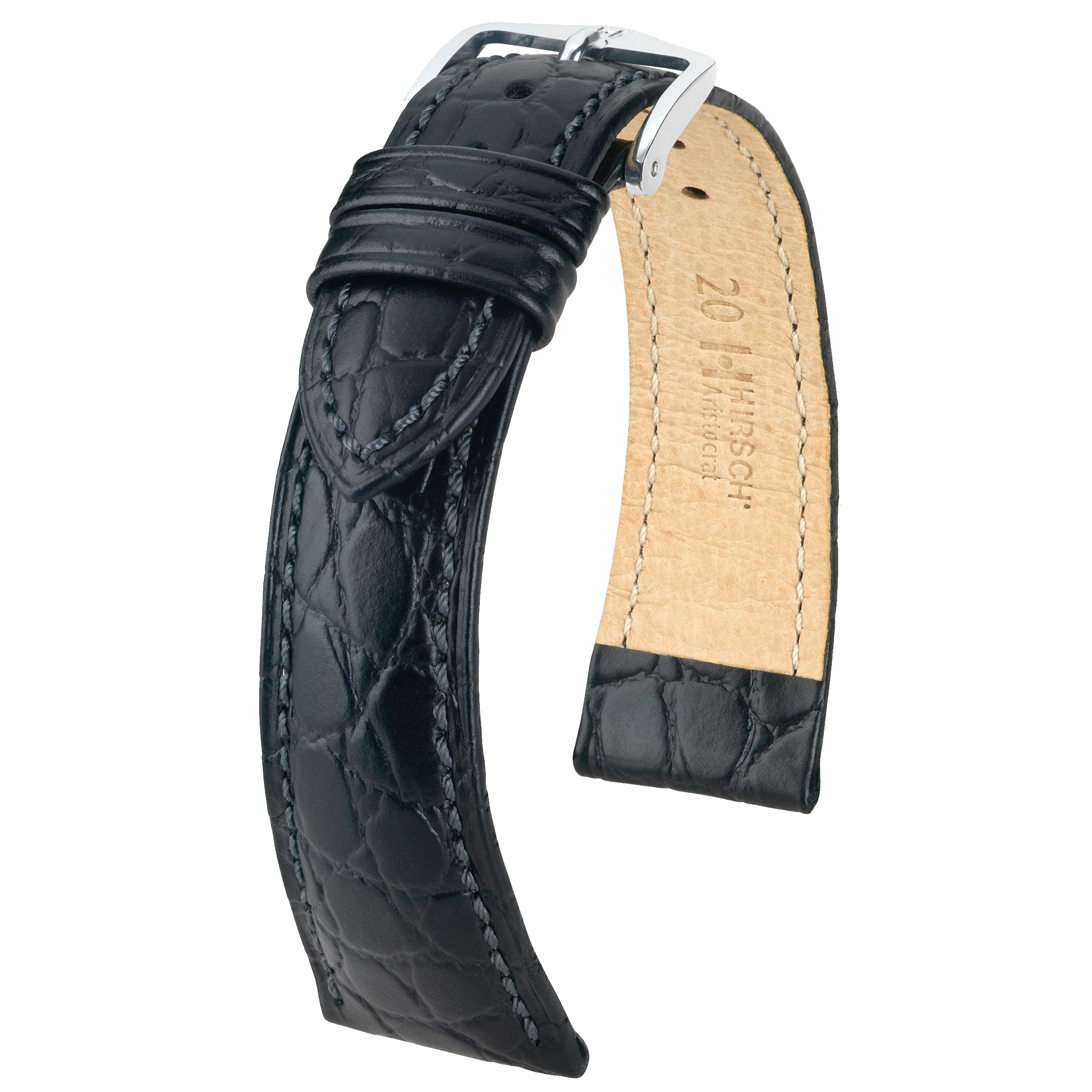 Hirsch ARISTOCRAT Croco Embossed Leather Watch Strap