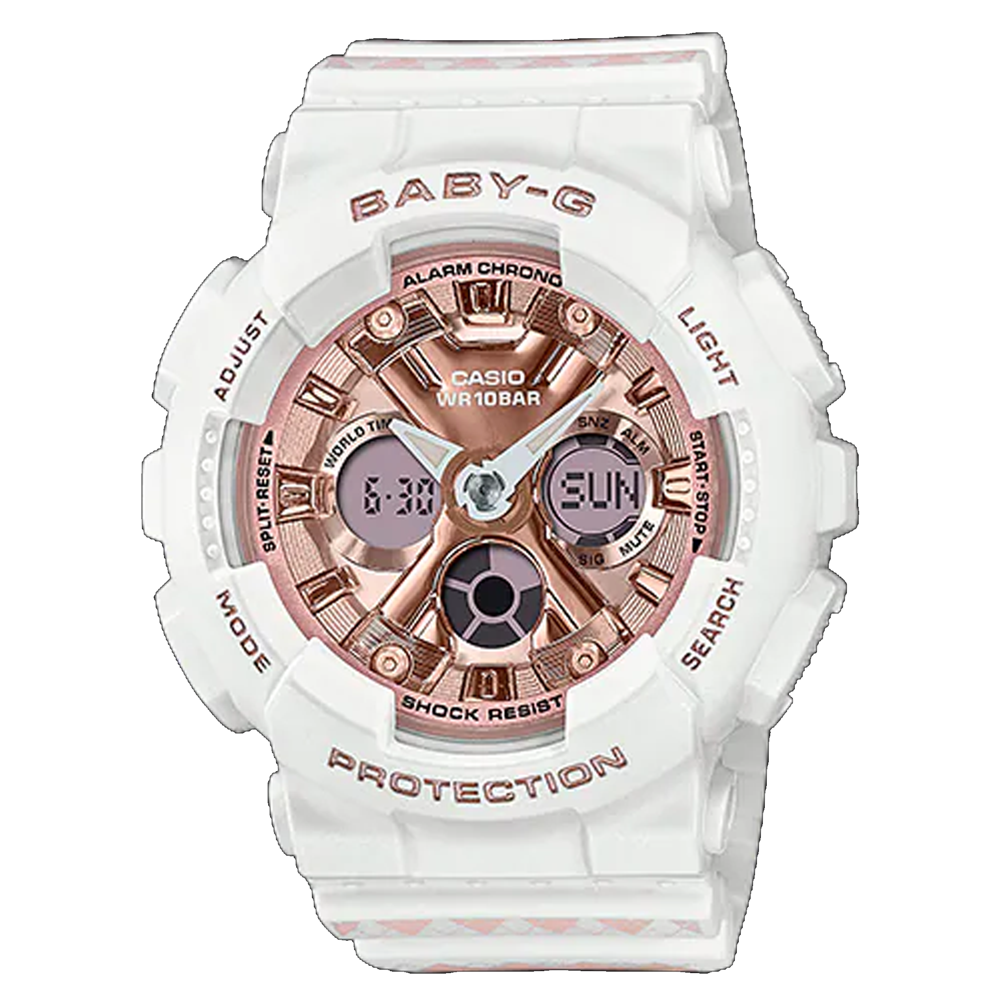 Casio Baby G - Ani/Digi - White & Pink Argyle BA130SP-7A
