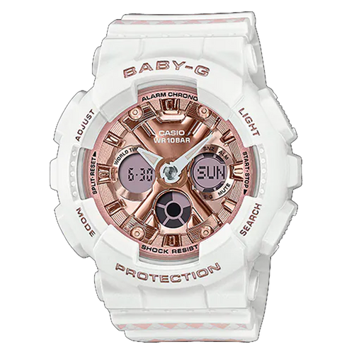 Casio Baby G - Ani/Digi - White & Pink Argyle BA130SP-7A