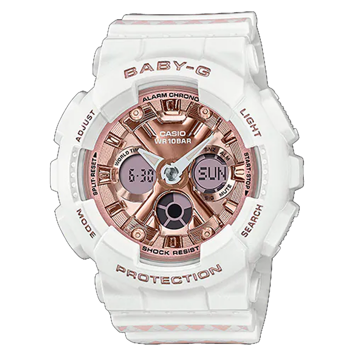 Casio Baby G - BA130 Series - White &amp; Pink Argyle