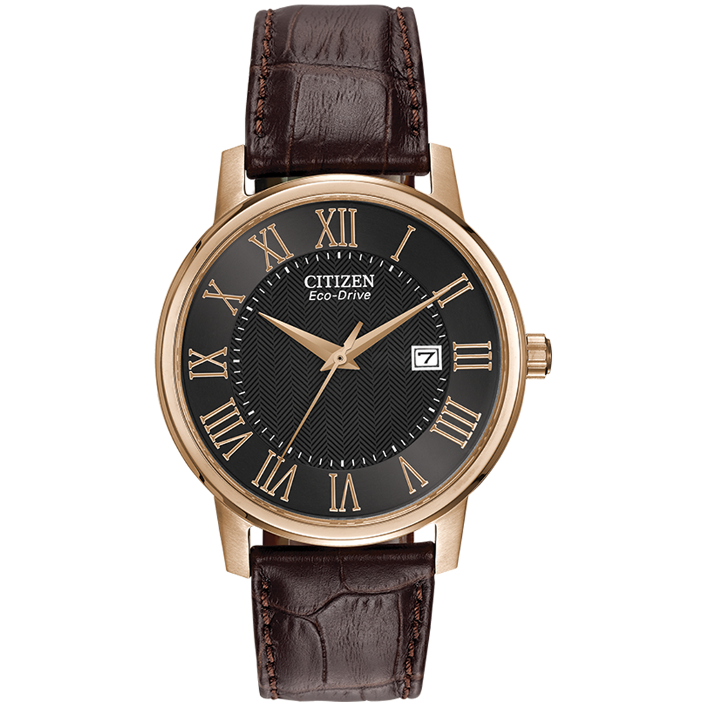 Citizen Eco-Drive - Rose Gold Tone, Brown Leather