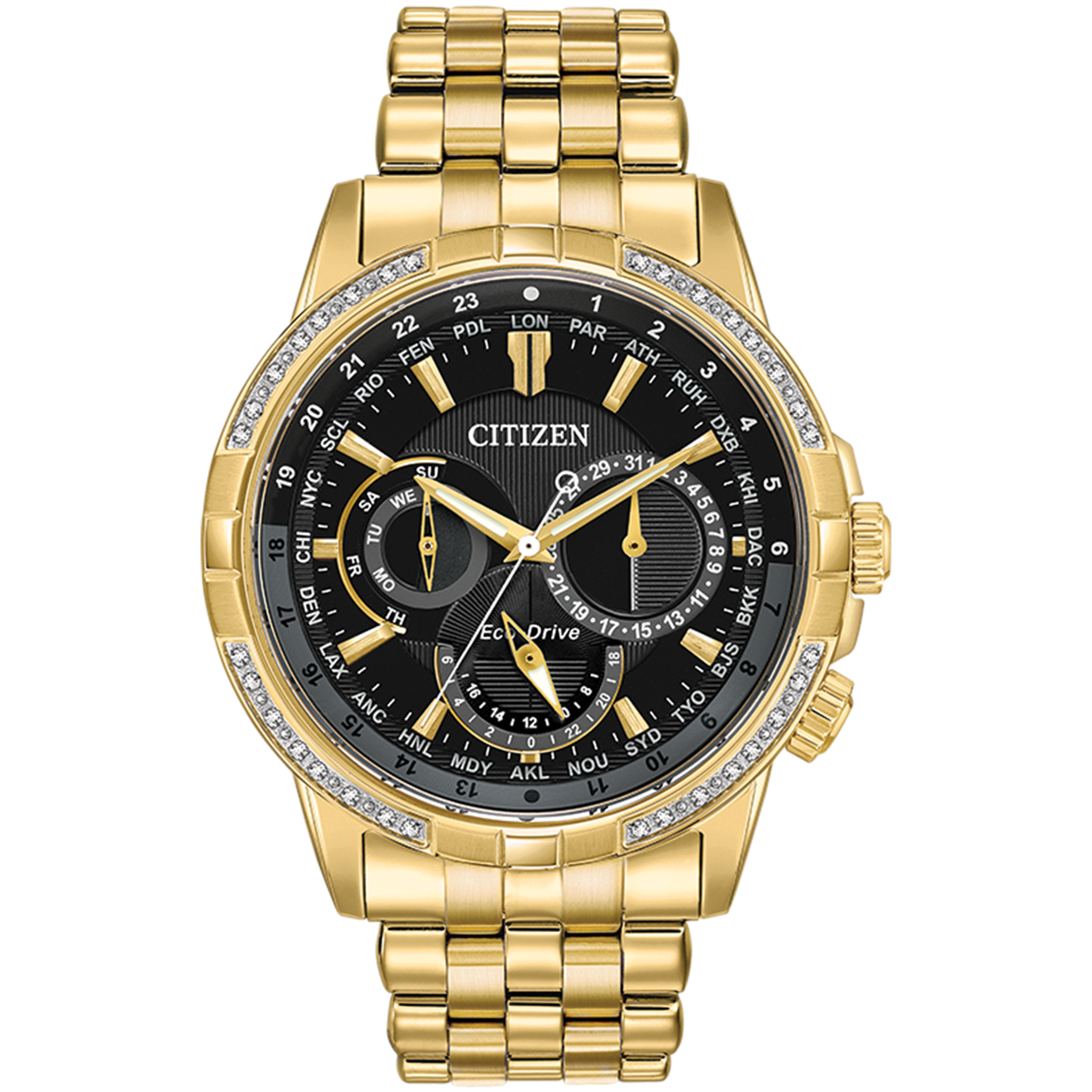 Citizen Eco-Drive - CALENDRIER Gold Tone with Diamonds