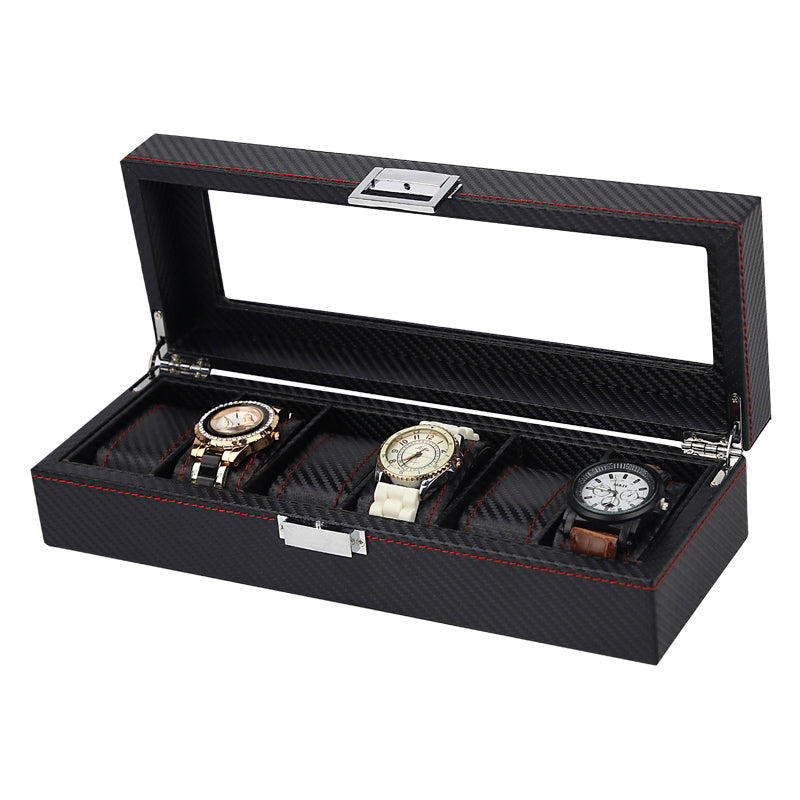 STRAPSCO - Carbon Fiber Watch Box for 6 Watches