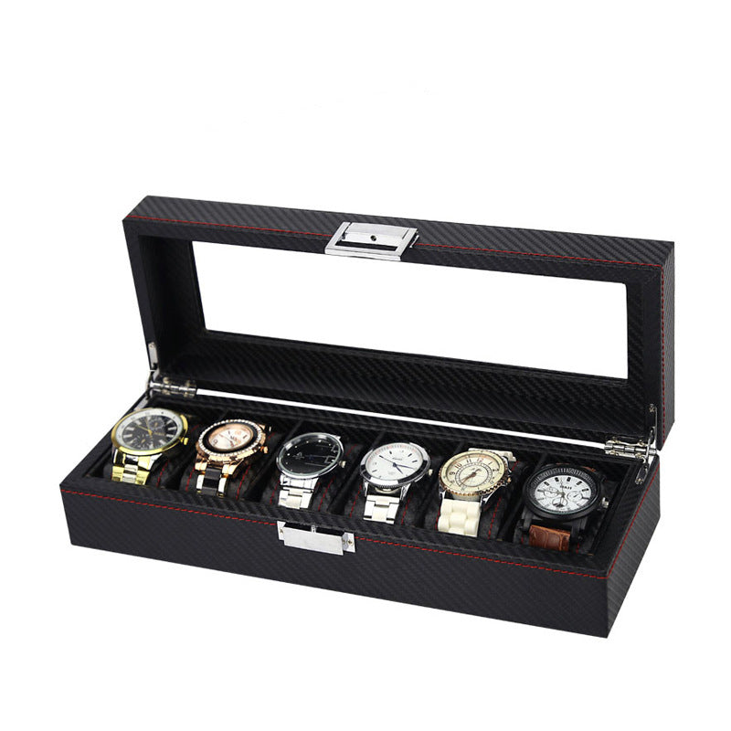 STRAPSCO - Carbon Fiber Watch Box for 6 Watches