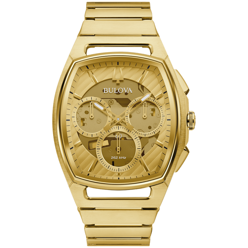 Bulova - Men's Curv Chronograph Watch - Gold Tone 97A160