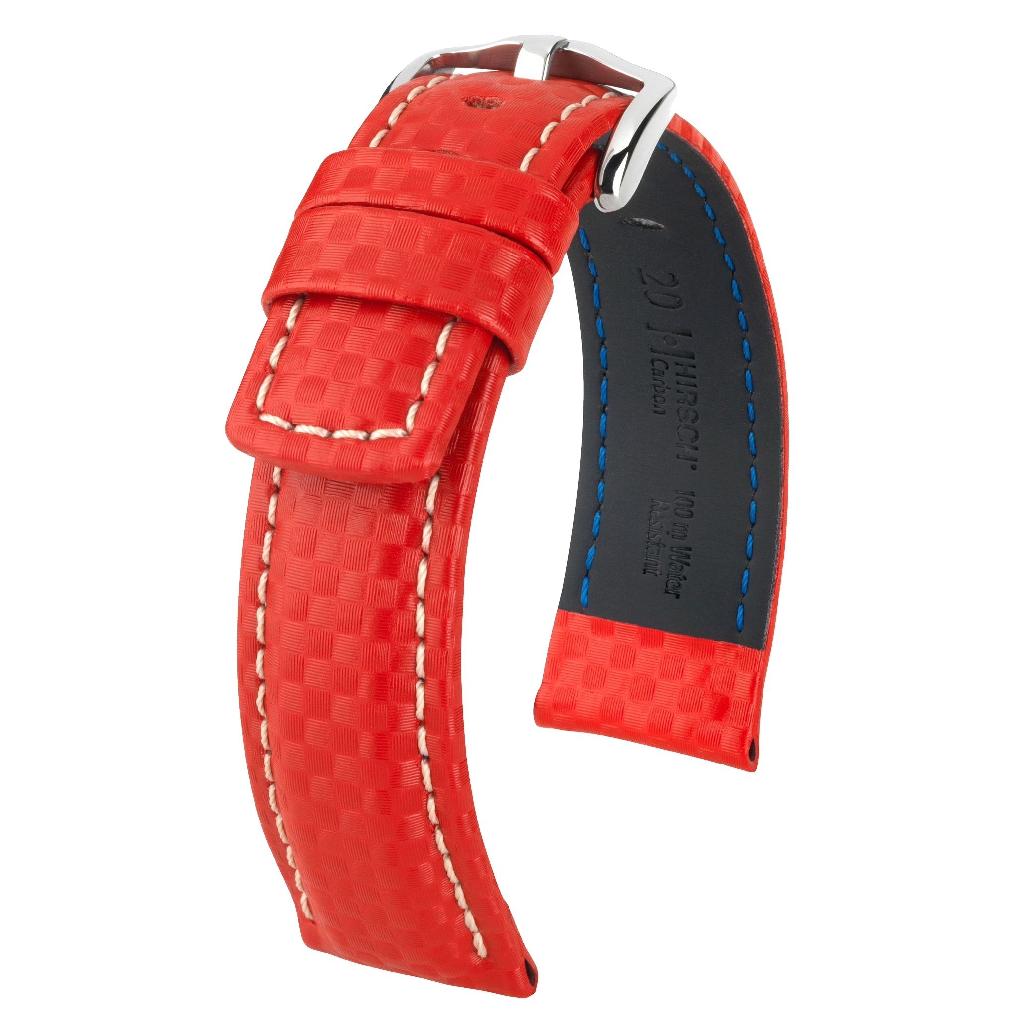 Hirsch CARBON Embossed Waterproof Leather Watch Strap