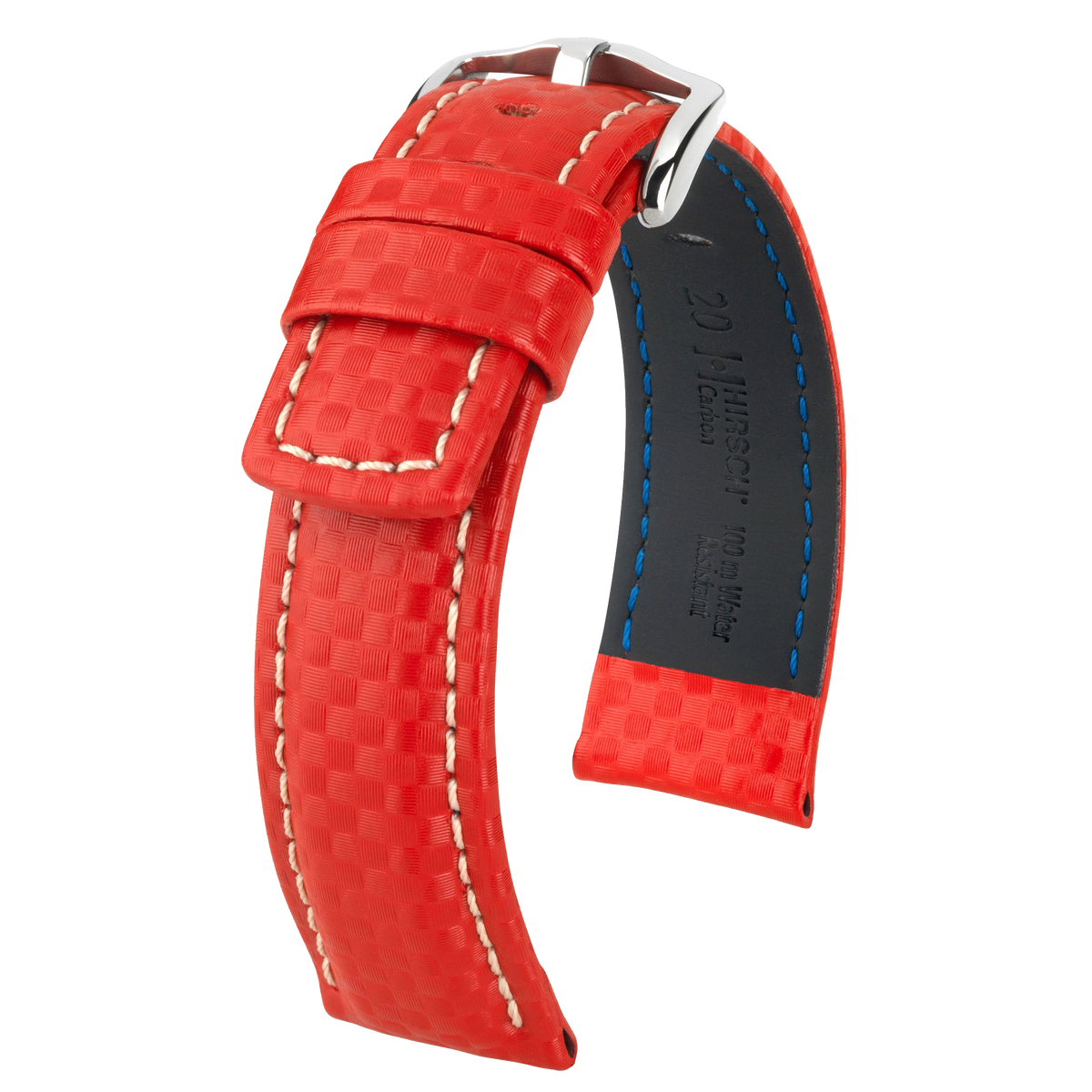 Hirsch CARBON Embossed Waterproof Leather Watch Strap
