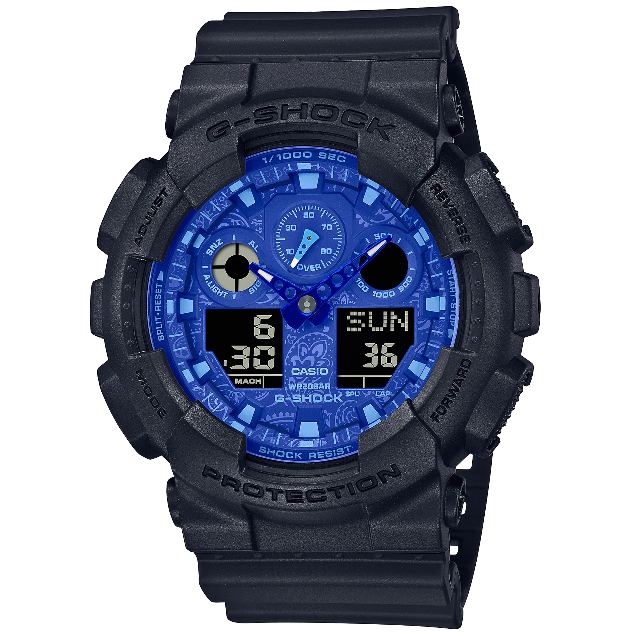 Casio G-Shock -  Ani/Digi - Paisley Blue GA100BP-1A
