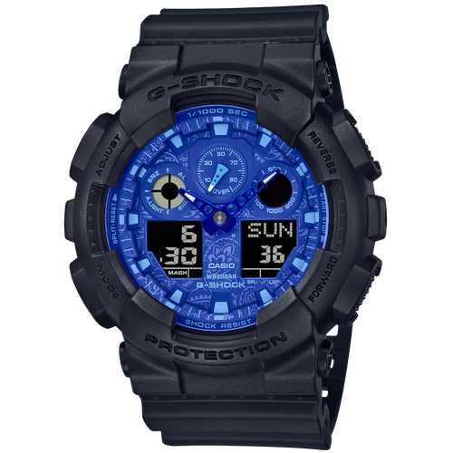 Casio G-Shock -  Ani/Digi - Paisley Blue GA100BP-1A