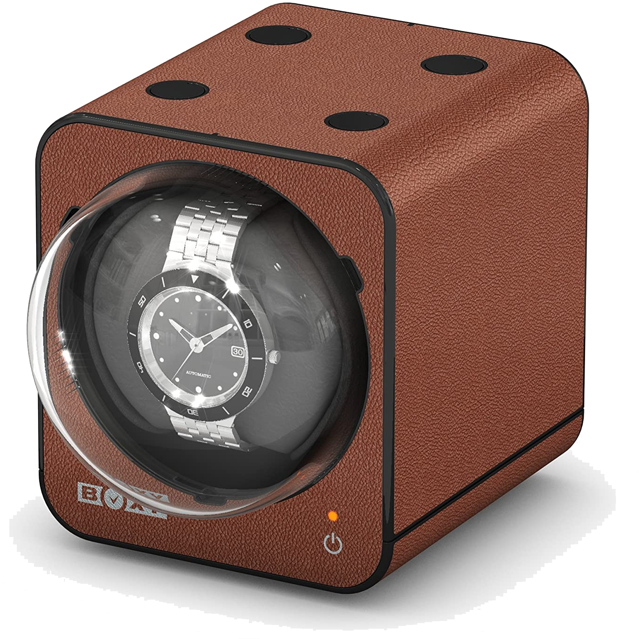 Boxy Watch Winder - Fancy Brick Winder System - Leather