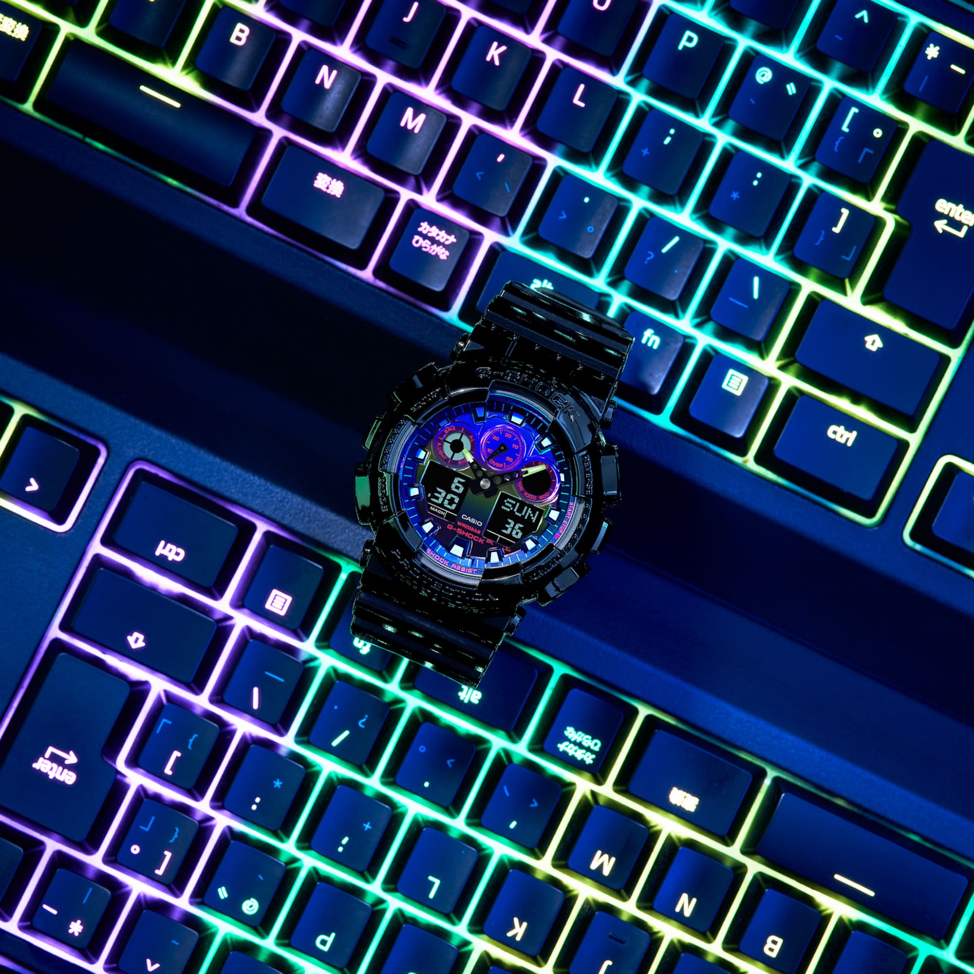 Casio G-Shock -  Ani/Digi - GA100RGB-1A