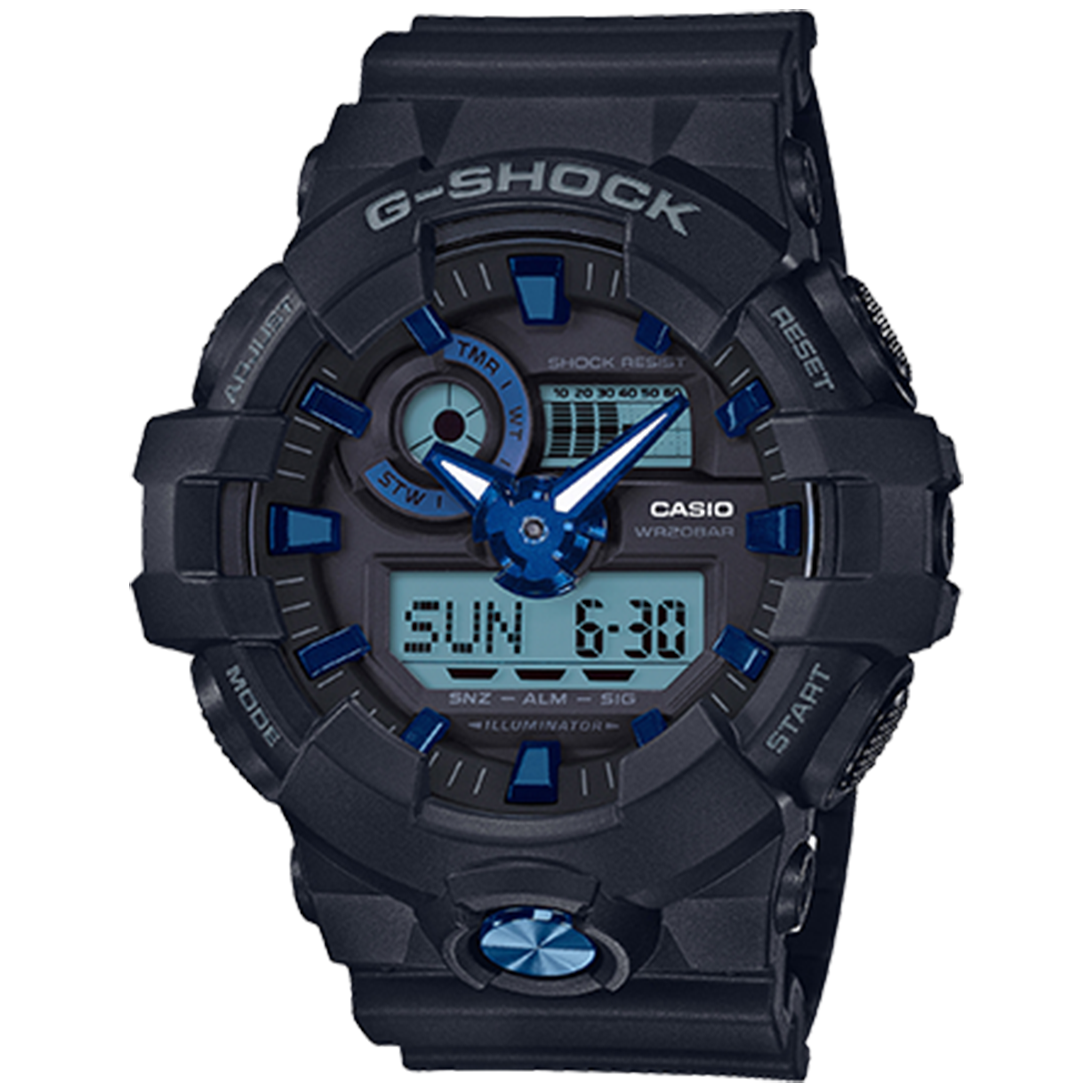 Casio G-Shock - Analog/Digital - Urban Black/Blue GA710B-1A2