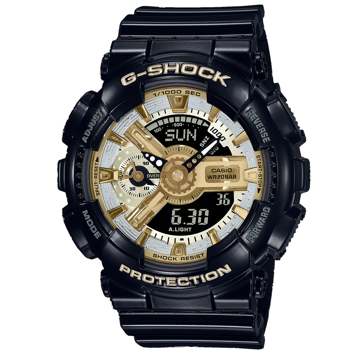 Casio G-Shock S - Série GMAS110 - Noir et or/argent