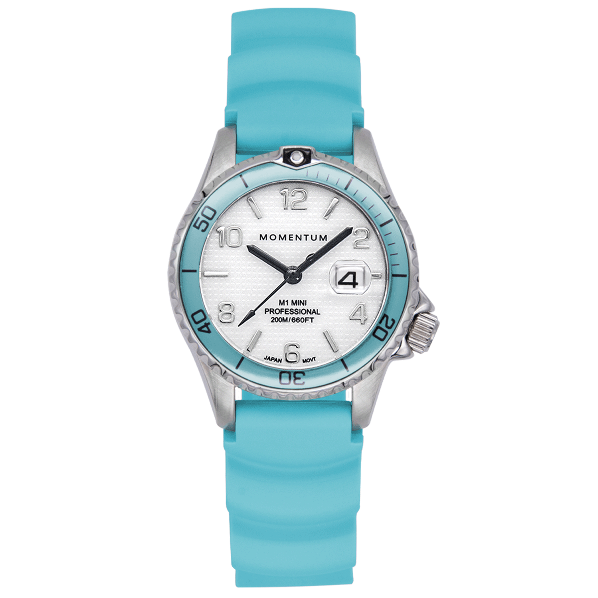 Momentum Mini II - White Dial, Aqua Bezel
