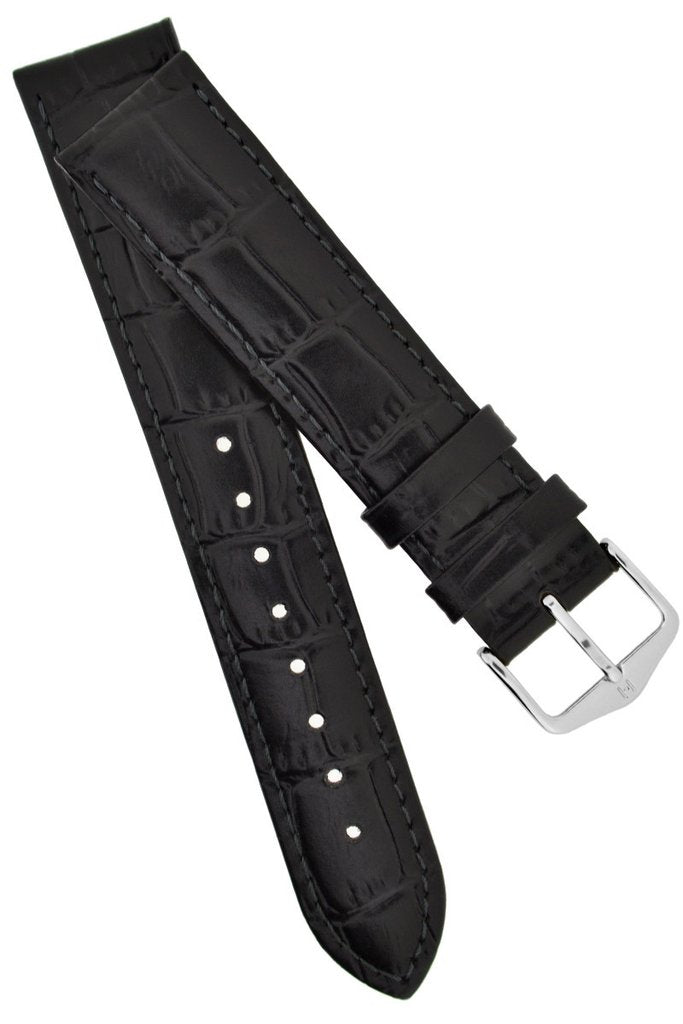 Hirsch LOUISIANALOOK Alligator Embossed Leather Watch Strap