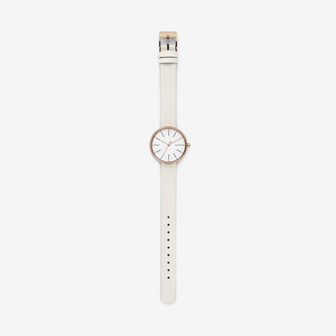 Skagen - Signatur Rose Gold-Tone Leather Watch
