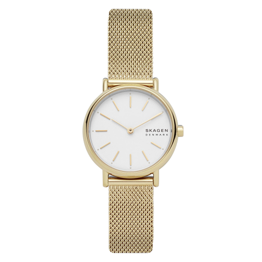 Skagen Signatur 38mm Gold-Tone Steel White Dial Mesh selling Band Ladies Watch SKW2795