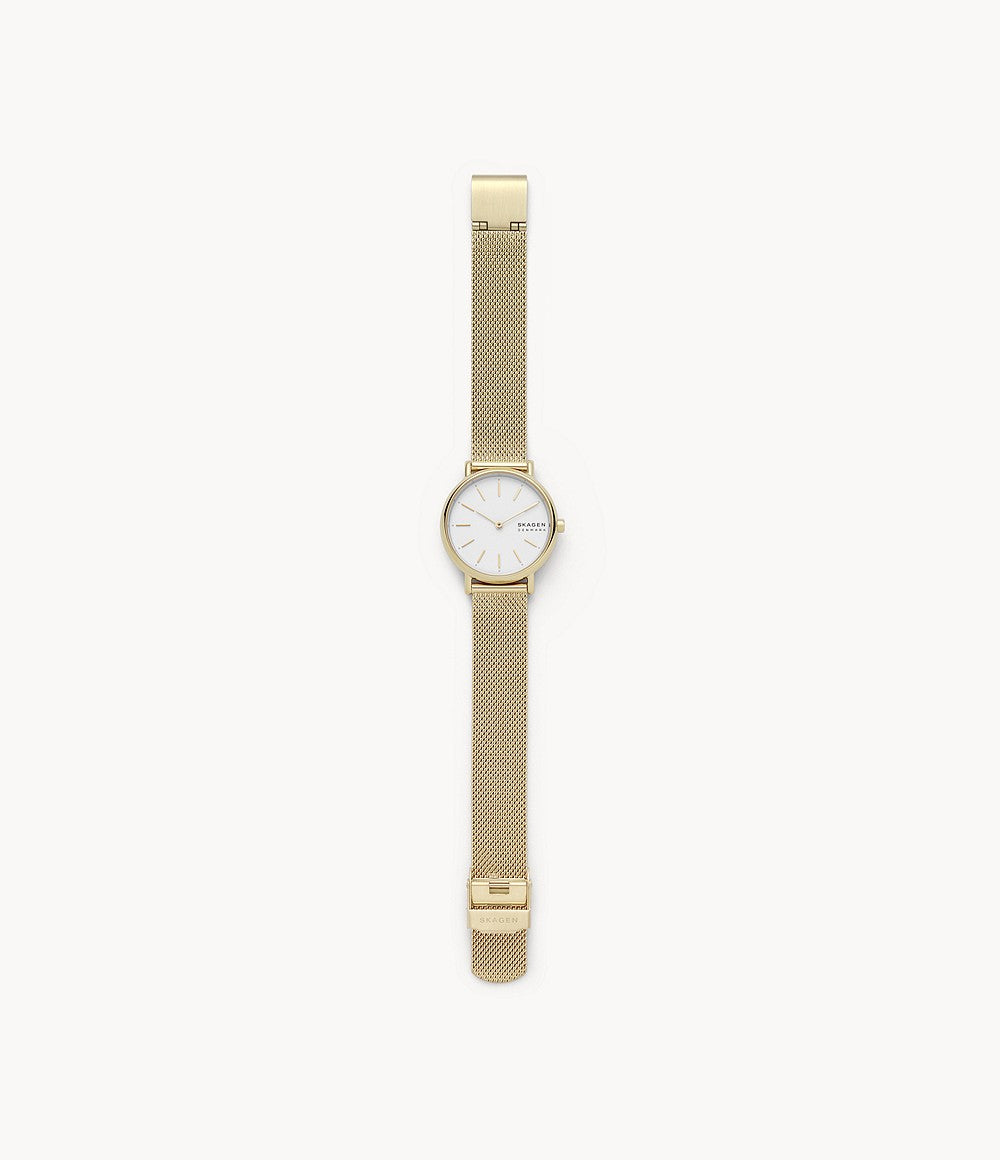 Skagen - Signatur Slim Gold-Tone Steel-Mesh Watch