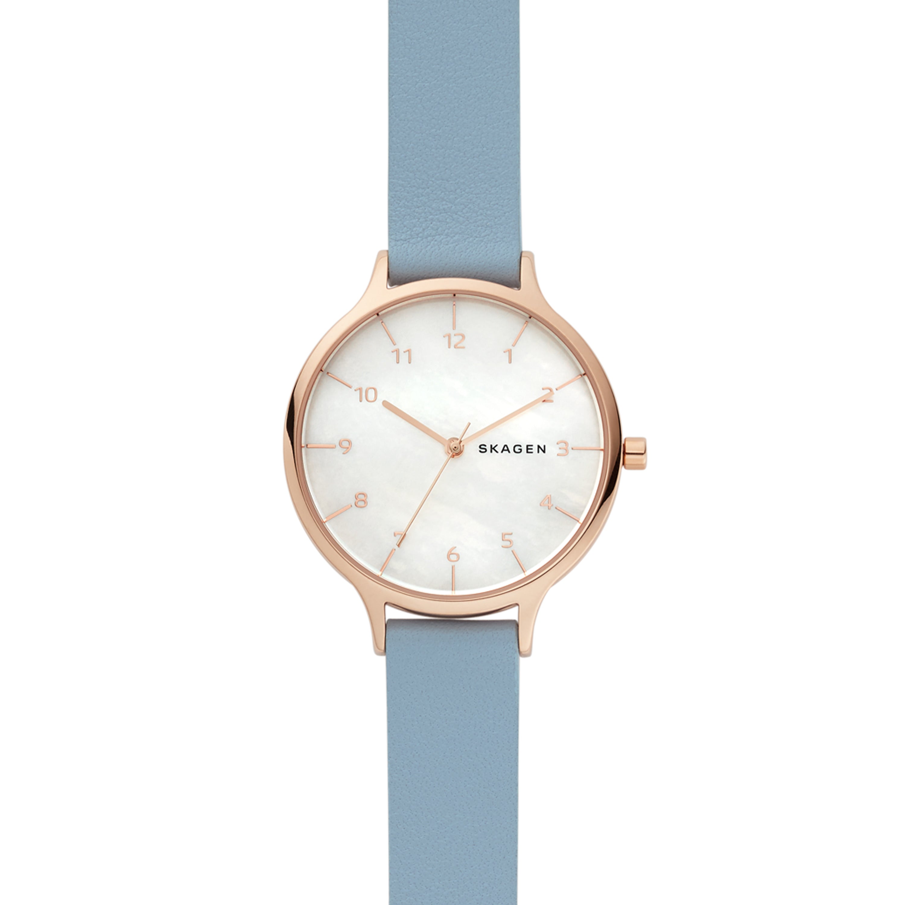 Skagen - Anita Mother-of-Pearl Blue Leather Watch
