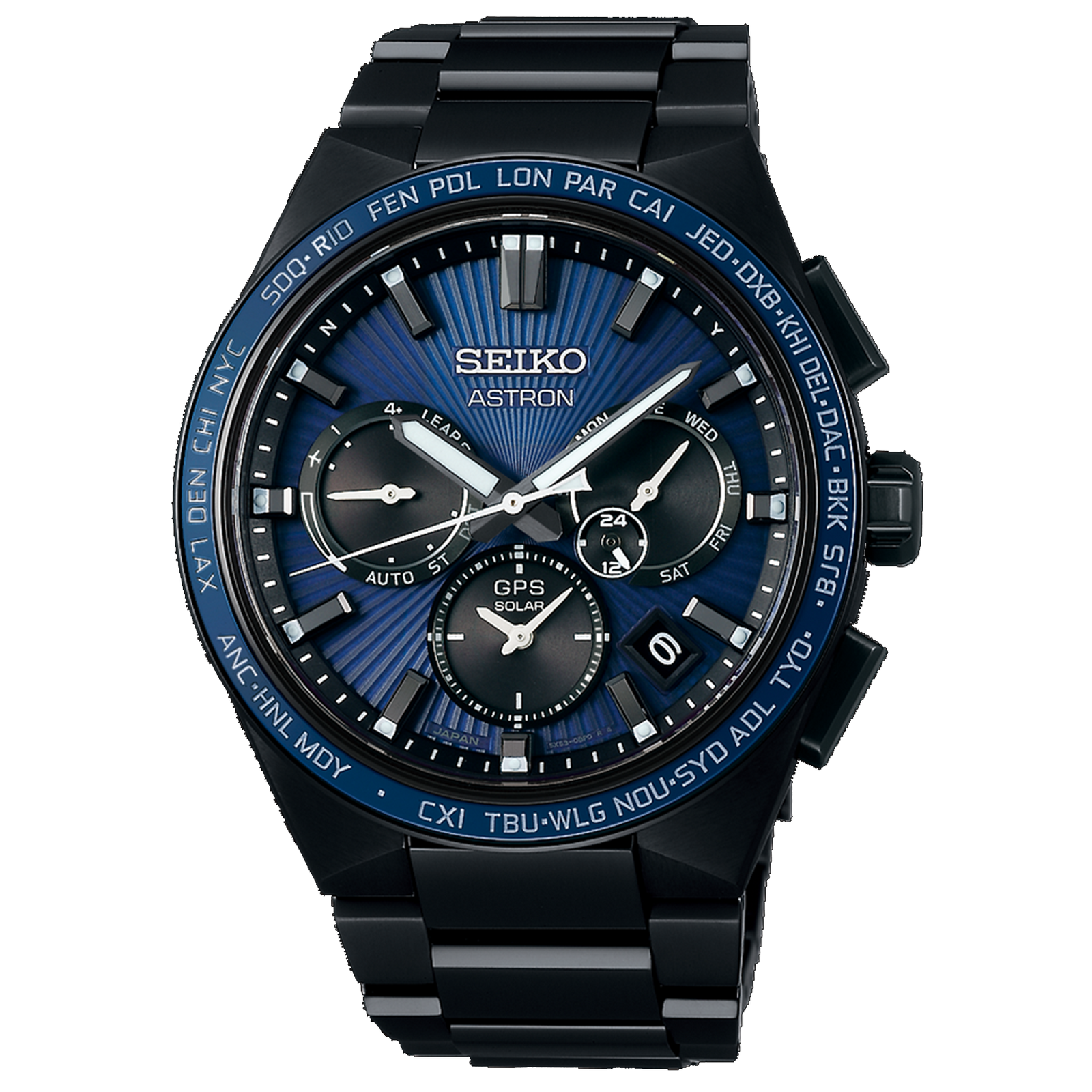 Seiko solar blue hot sale dial men's watch