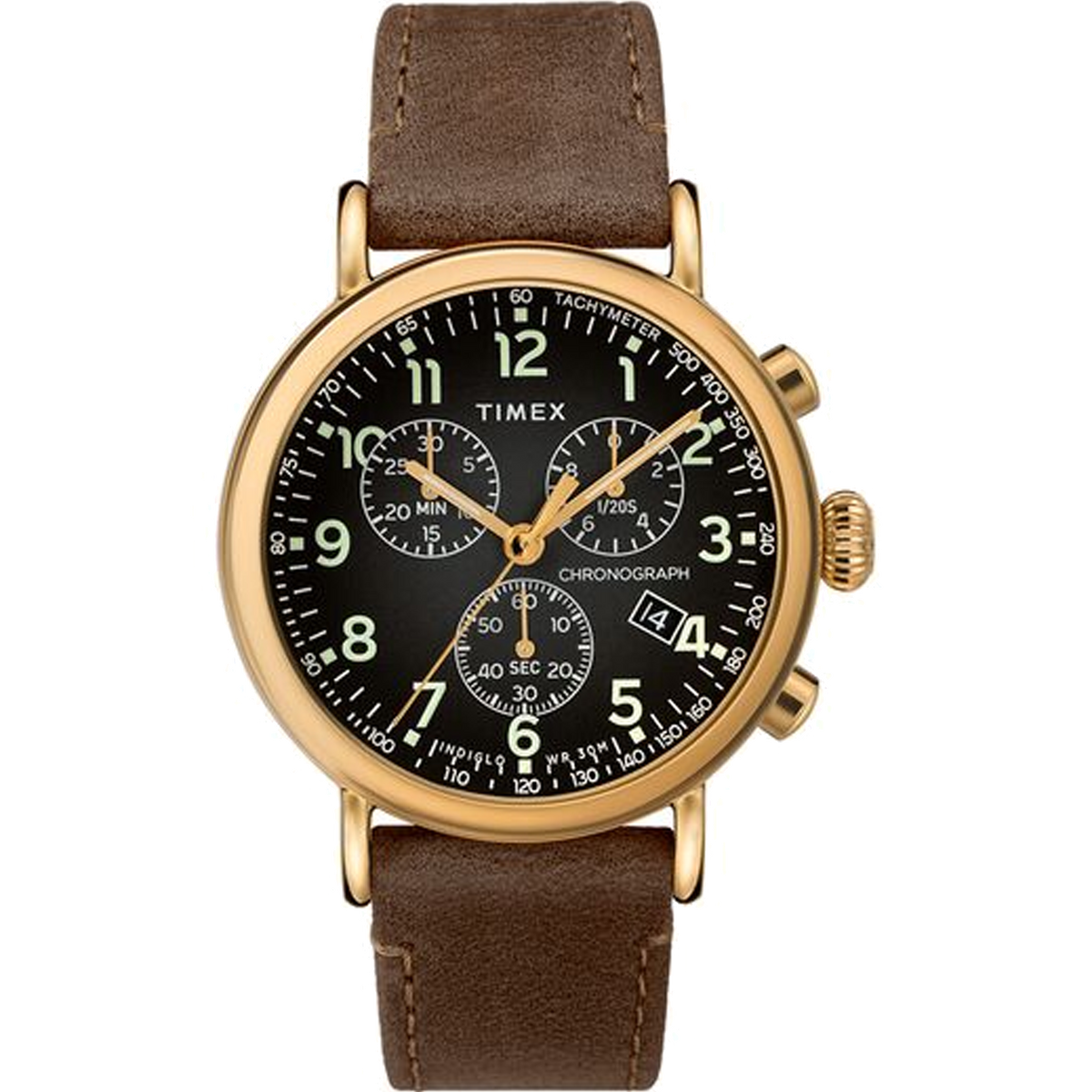 Timex - Standard Chronograph 41mm Leather Strap Watch