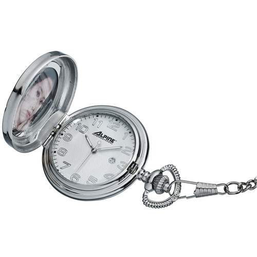 Alpine Quartz Pocket Watch - Silver with Photoframe
