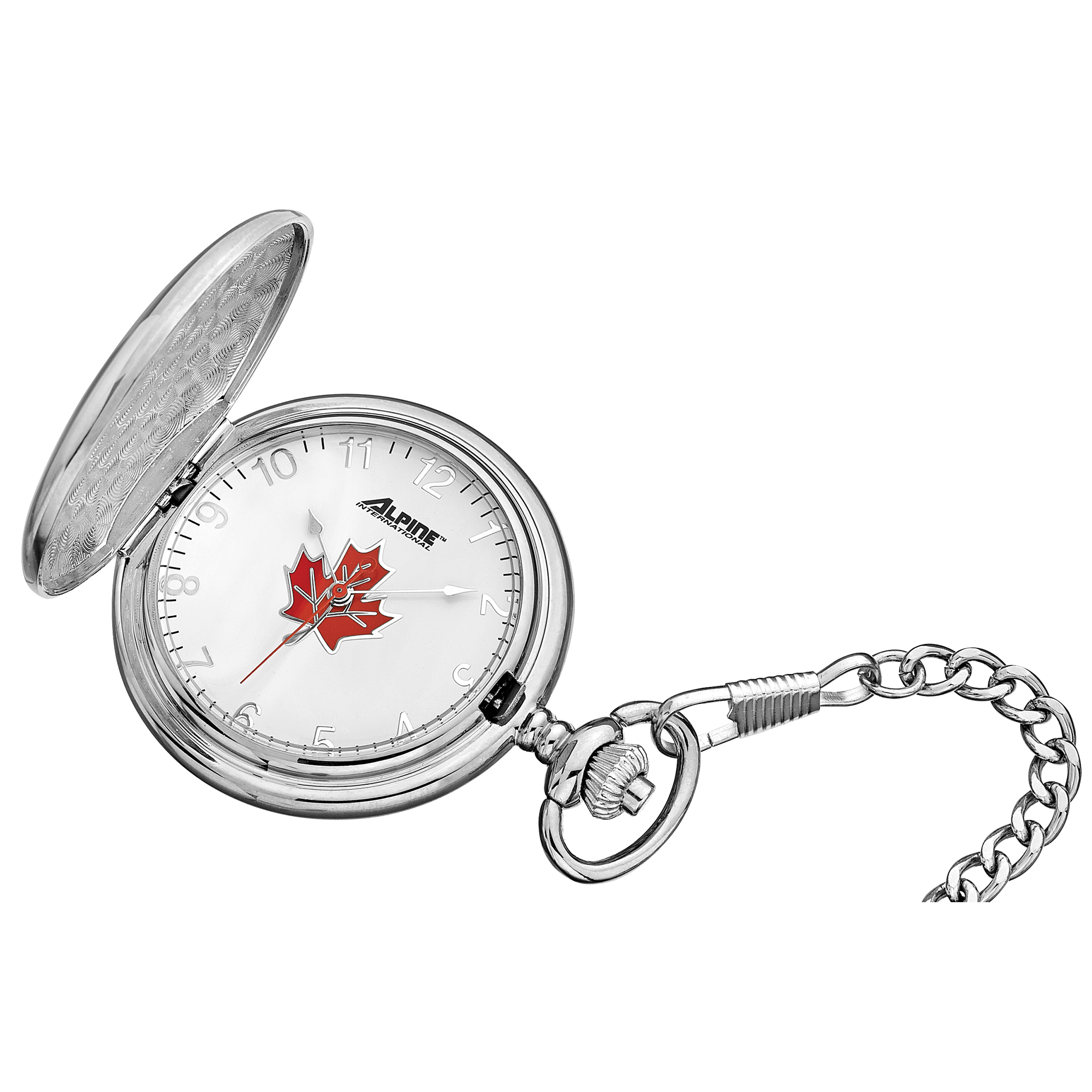 Alpine Quartz Pocket Watch - Silver with Maple Leaf