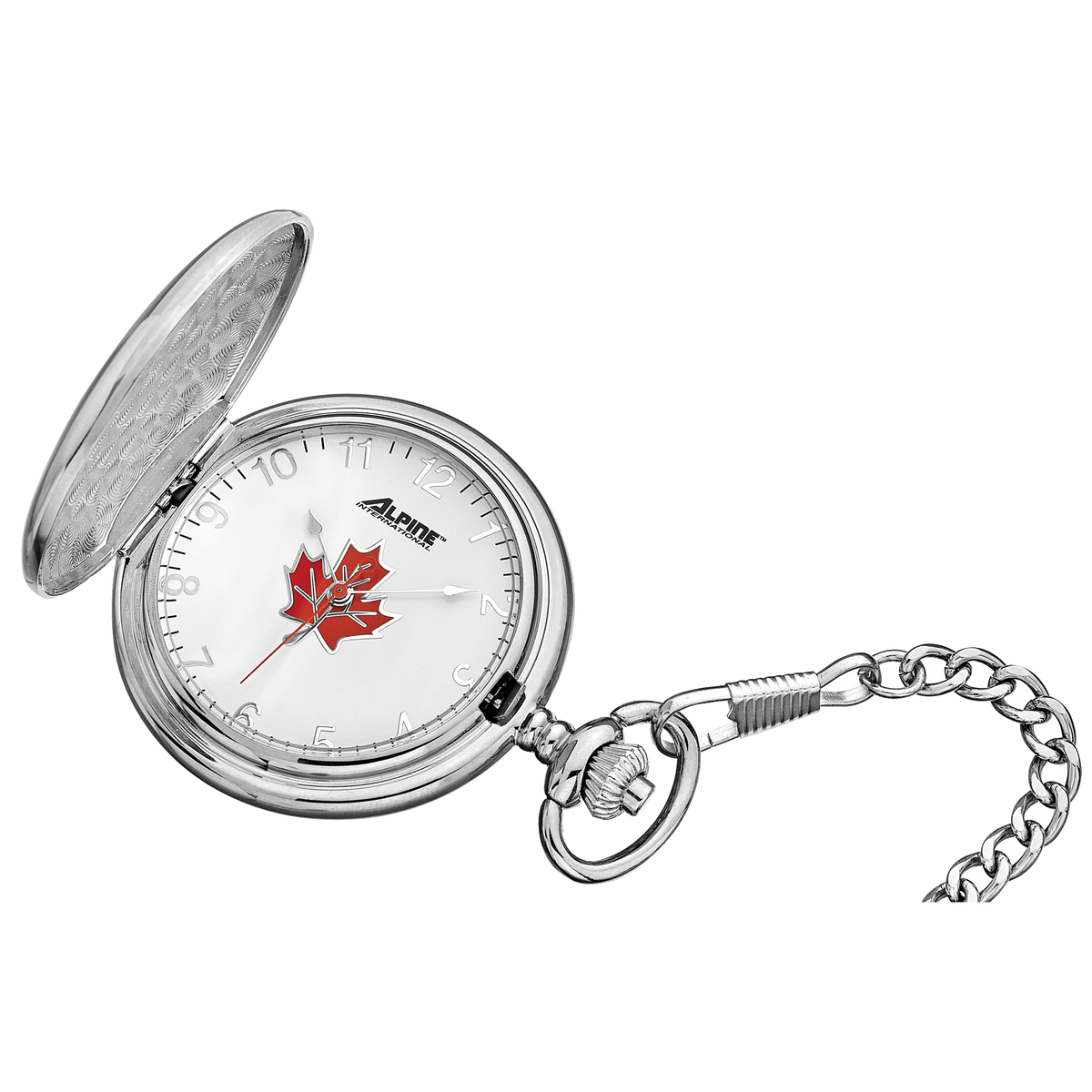 Alpine Quartz Pocket Watch - Silver with Maple Leaf