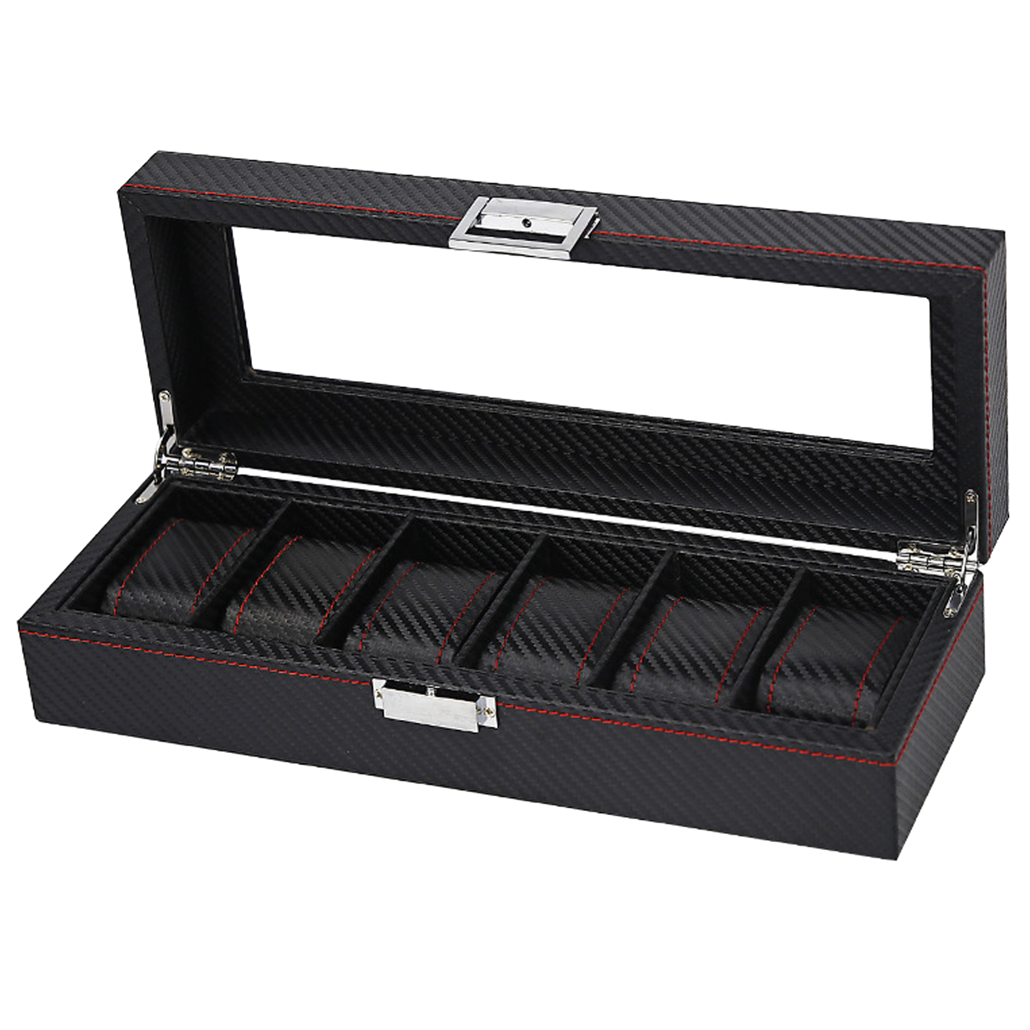 STRAPSCO - Carbon Fiber Watch Box for 6 Watches