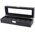 STRAPSCO - Key Locked Carbon Fibre Watch Box for 6 Watches