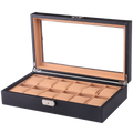 STRAPSCO - Carbon Fibre & Tan box for 12 Watches