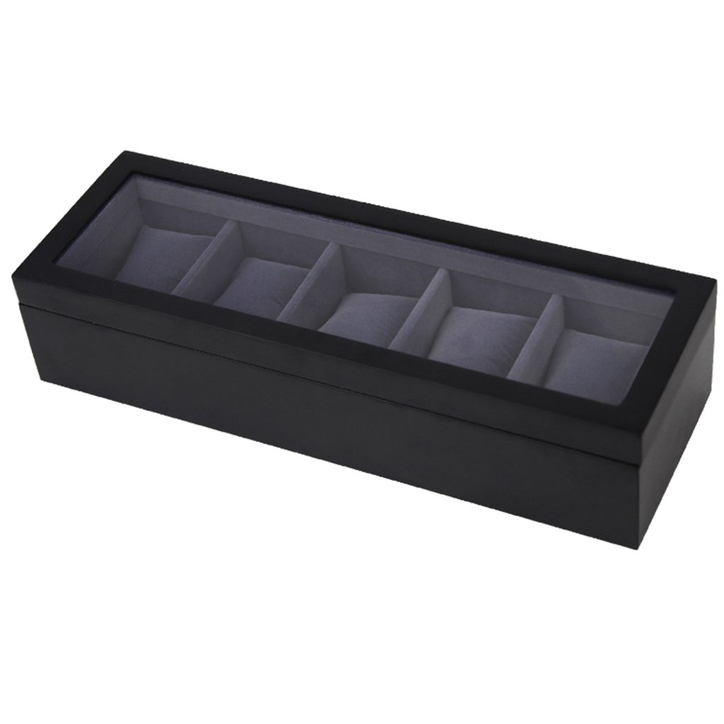 STRAPSCO - Matte Black Watch Box for 5 Watches