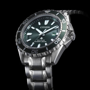 Citizen Men's Promaster Diver | Eco-Drive | Green Dial | Stainless Steel  Bracelet BN0199-53X