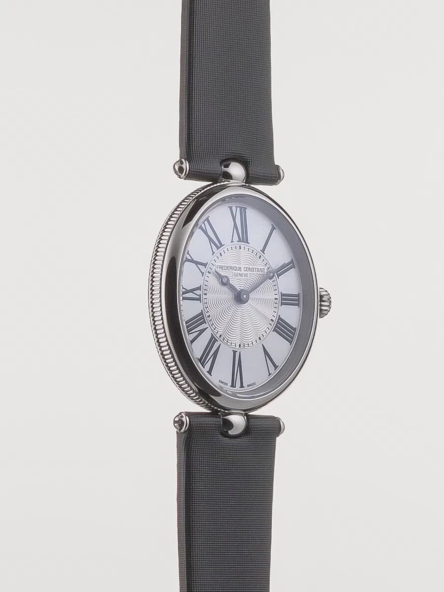 ਫਰੈਡਰਿਕ ਕਾਂਸਟੈਂਟ - ਕਲਾਸਿਕ ਆਰਟ ਡੇਕੋ ਕਾਲਾ ਚਮੜਾ 