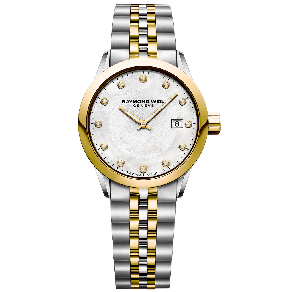 Raymond Weil Watch - FREELANCER 29 mm Two-tone, white mother-of-pearl, set with 12 diamonds