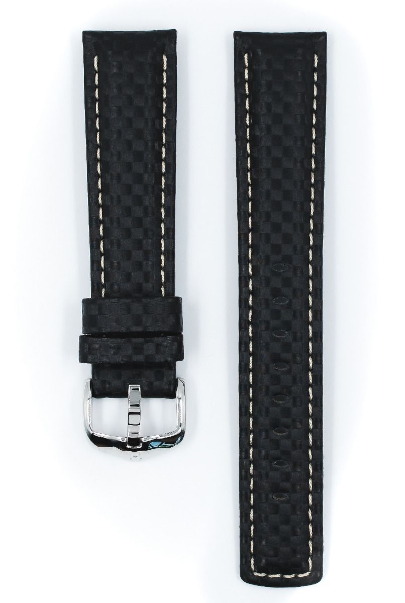 Hirsch CARBON Embossed Waterproof Leather Watch Strap