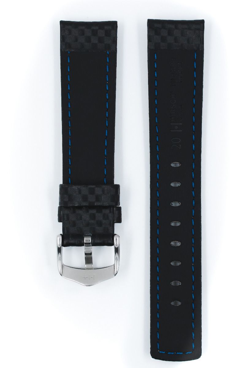 Hirsch CARBON Embossed Waterproof Leather Watch Strap
