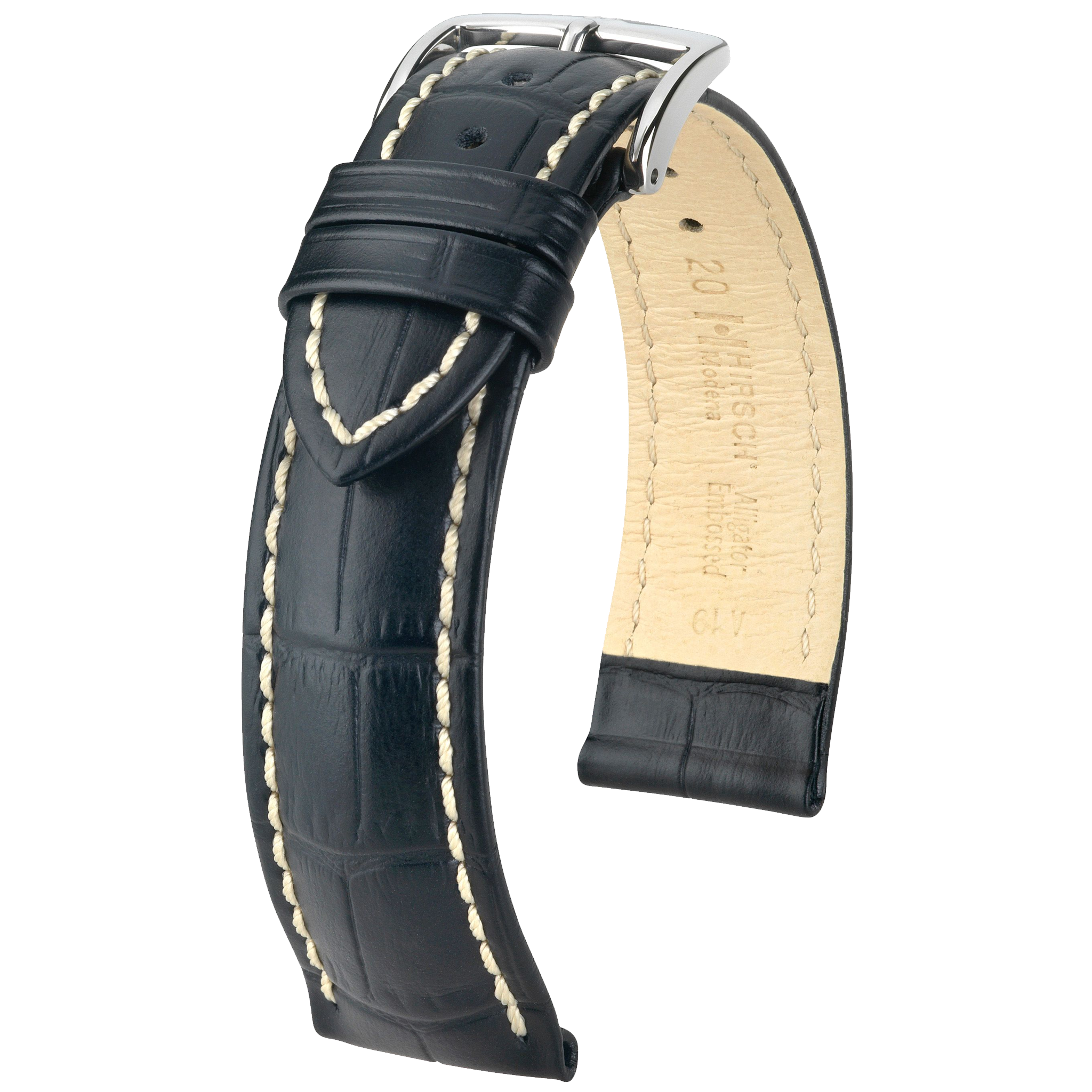 Hirsch MODENA Alligator Embossed Leather Watch Strap