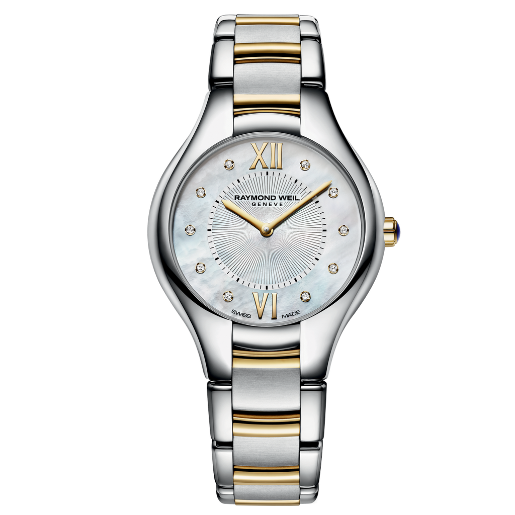 Raymond Weil Watch - NOEMIA Quartz Two-tone Diamond Date Watch, 32mm stainless steel, yellow tone PVD, 10 diamonds
