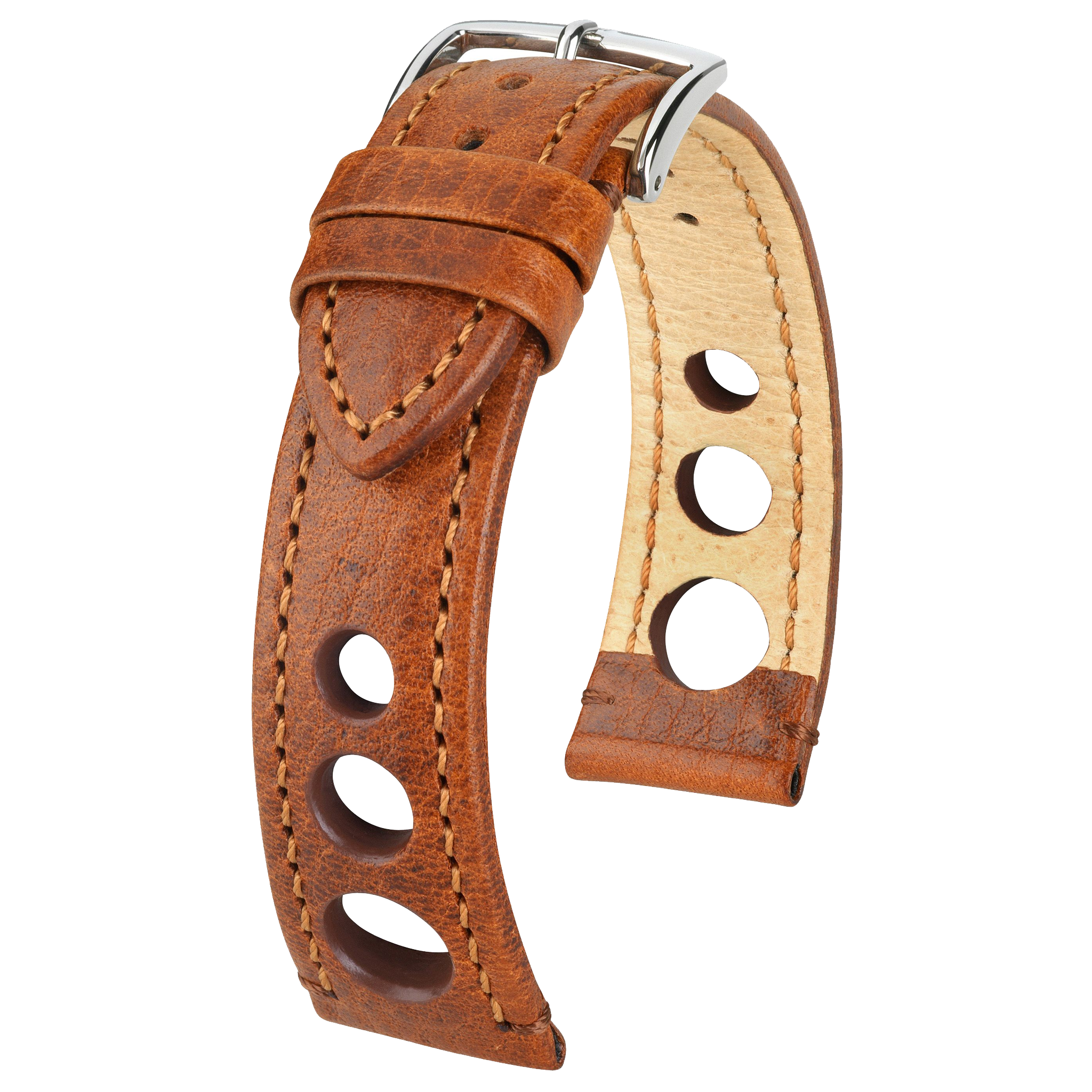 Hirsch RALLY Natural Leather Racing Watch Strap