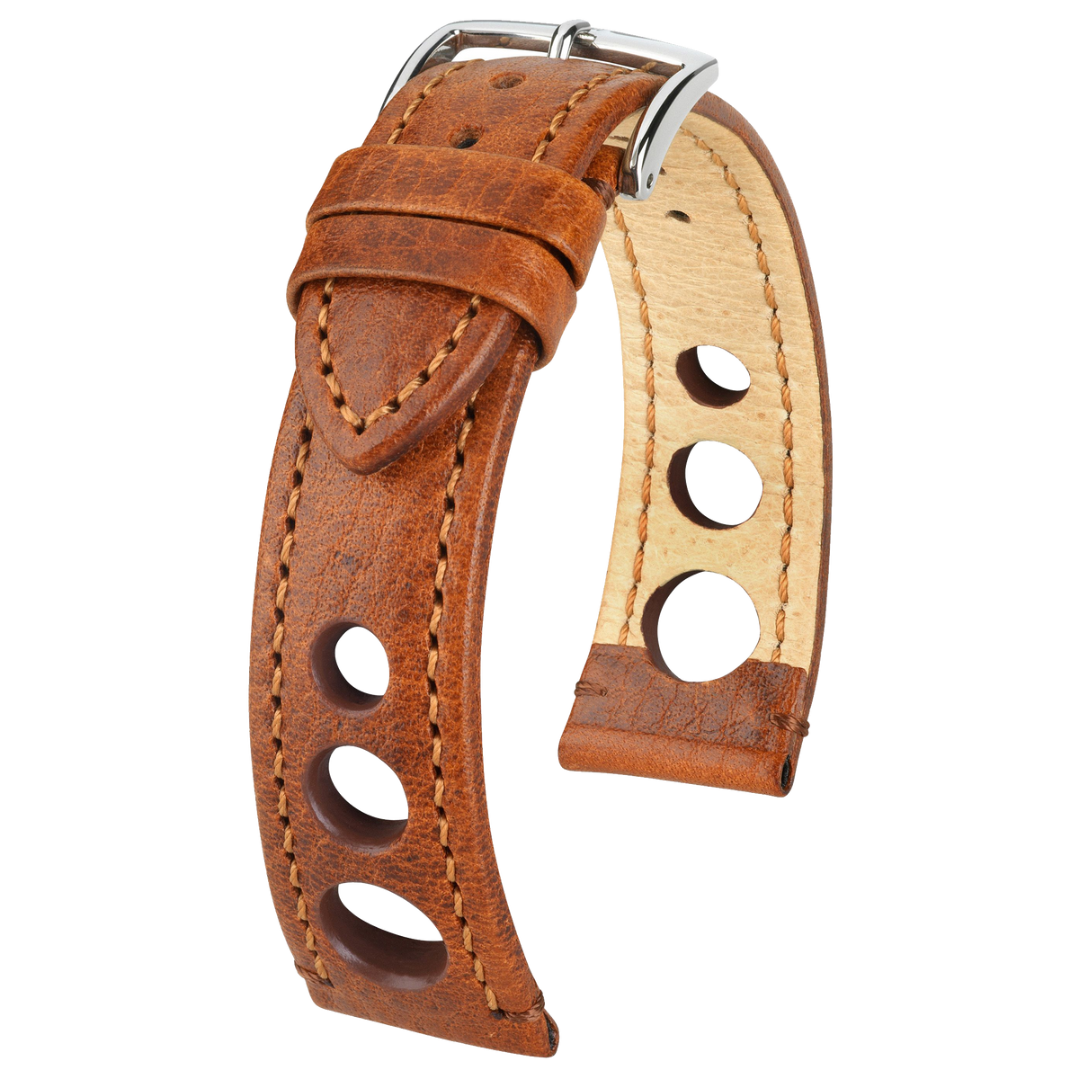 Hirsch RALLY Natural Leather Racing Watch Strap